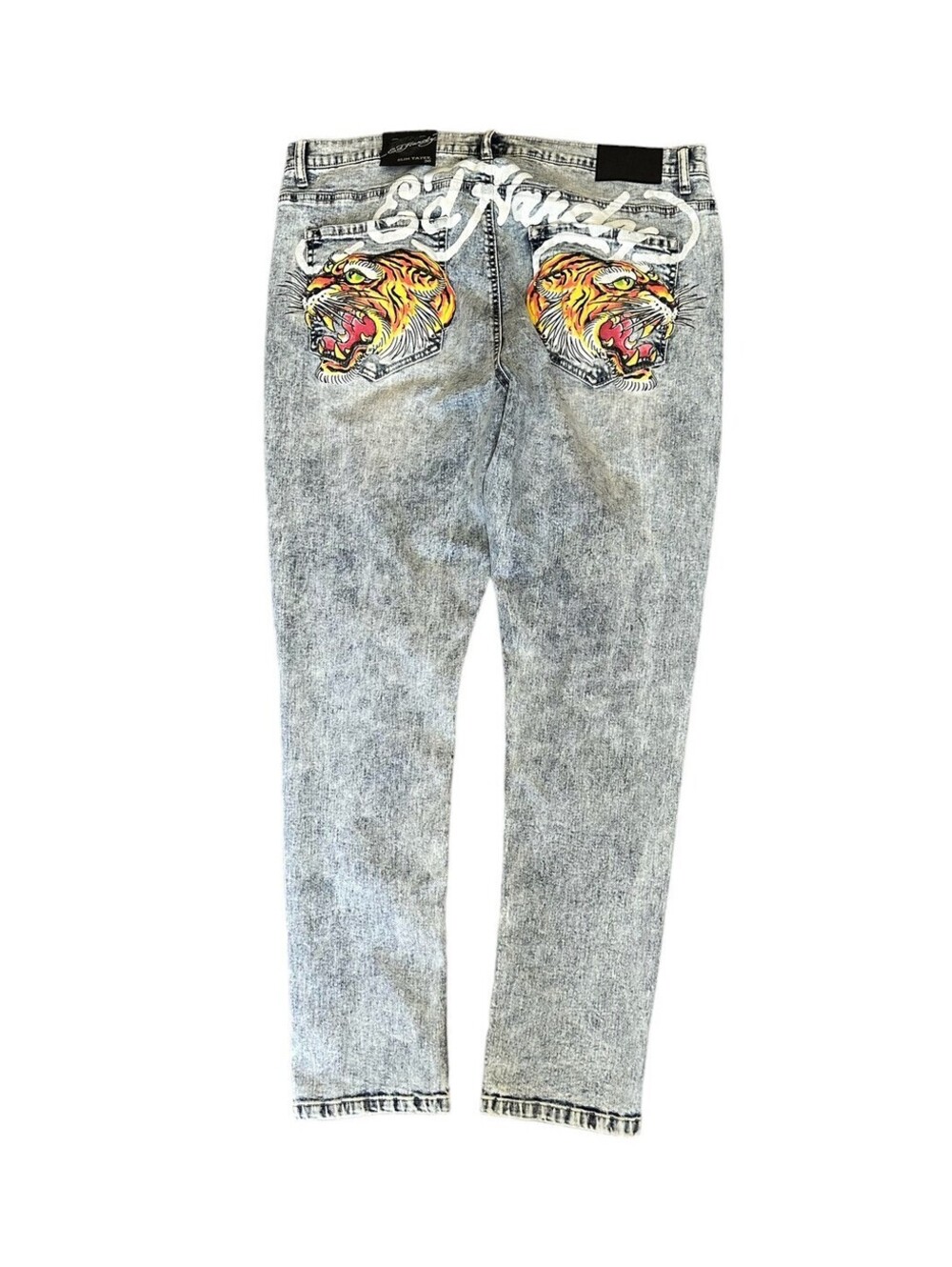 Ed Hardy Slim Taper Screaming Tiger Denim Distressed Jeans Y2K Men’s Size 38 New